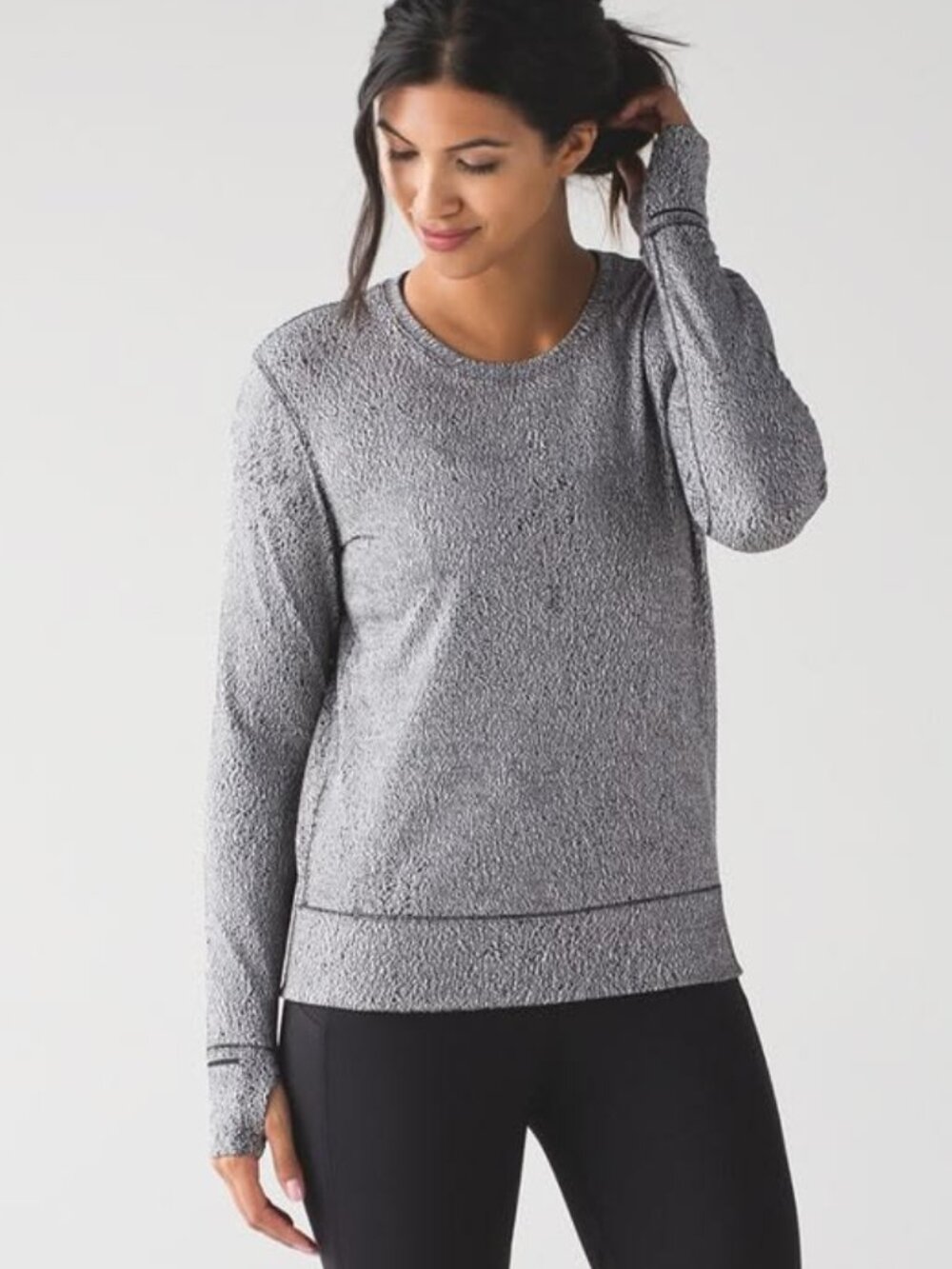 Lululemon Women's Rush Hour Long Sleeve Running Luon Spray Jacquard White Black